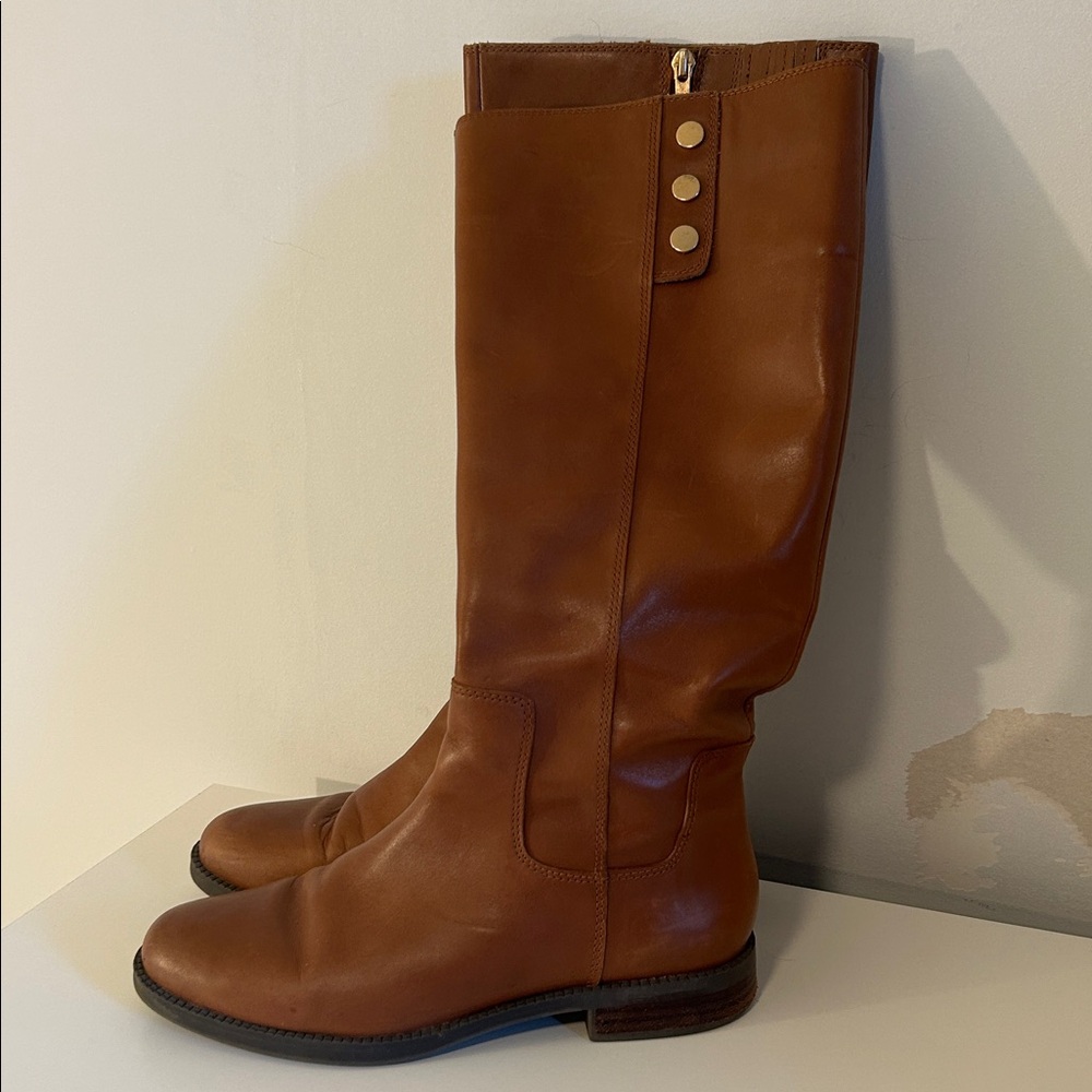 Franco Sarto Crissy Leather Knee High Riding Boots in Cognac Brown Womens size 8
